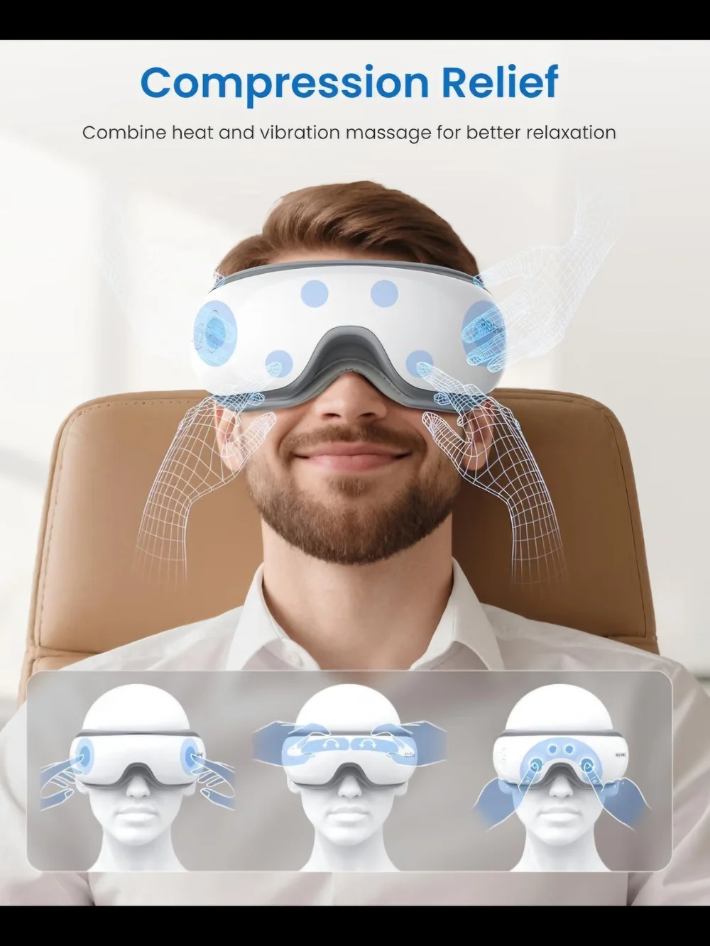RENPHO White Eye Massager with Remote - Soothing Relief